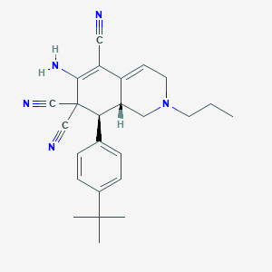 molecular formula C25H29N5 B460027 6-amino-8-(4-tert-butylphenyl)-2-propyl-2,3,8,8a-tetrahydro-5,7,7(1H)-isoquinolinetricarbonitrile CAS No. 459153-47-0