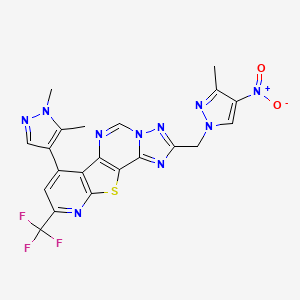 7-(1,5-dimethyl-1H-pyrazol-4-yl)-2-[(3-methyl-4-nitro-1H-pyrazol-1-yl)methyl]-9-(trifluoromethyl)pyrido[3',2':4,5]thieno[2,3-e][1,2,4]triazolo[1,5-c]pyrimidine