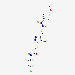 molecular formula C23H26ClN5O3S B4600293 N-{2-[5-({2-[(4-chloro-2-methylphenyl)amino]-2-oxoethyl}thio)-4-ethyl-4H-1,2,4-triazol-3-yl]ethyl}-4-methoxybenzamide 