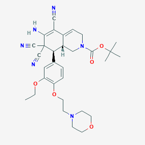 molecular formula C31H38N6O5 B460030 tert-butyl 6-amino-5,7,7-tricyano-8-{3-ethoxy-4-[2-(4-morpholinyl)ethoxy]phenyl}-3,7,8,8a-tetrahydro-2(1H)-isoquinolinecarboxylate 