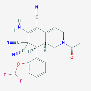 molecular formula C21H17F2N5O2 B460031 2-acetyl-6-amino-8-[2-(difluoromethoxy)phenyl]-2,3,8,8a-tetrahydro-5,7,7(1H)-isoquinolinetricarbonitrile 