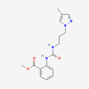 molecular formula C16H20N4O3 B4600312 methyl 2-[({[3-(4-methyl-1H-pyrazol-1-yl)propyl]amino}carbonyl)amino]benzoate 