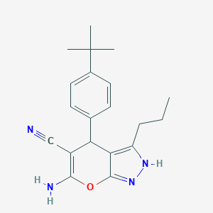 molecular formula C20H24N4O B460037 6-Amino-4-(4-tert-butylphenyl)-3-propyl-2,4-dihydropyrano[2,3-c]pyrazole-5-carbonitrile 