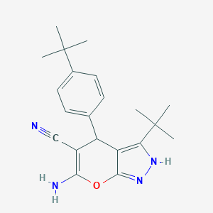 molecular formula C21H26N4O B460039 6-Amino-3-tert-butyl-4-(4-tert-butylphenyl)-1,4-dihydropyrano[2,3-c]pyrazole-5-carbonitrile CAS No. 369399-33-7