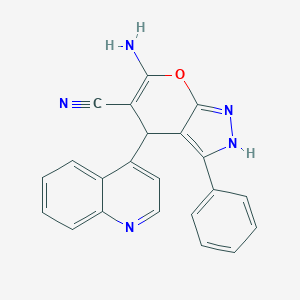 6-Amino-3-phenyl-4-quinolin-4-yl-2,4-dihydropyrano[2,3-c]pyrazole-5-carbonitrile