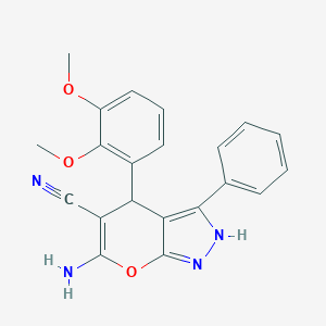 molecular formula C21H18N4O3 B460047 6-Amino-4-(2,3-dimethoxyphenyl)-3-phenyl-1,4-dihydropyrano[2,3-c]pyrazole-5-carbonitrile 