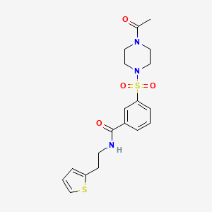 molecular formula C19H23N3O4S2 B4600481 3-[(4-acetyl-1-piperazinyl)sulfonyl]-N-[2-(2-thienyl)ethyl]benzamide 