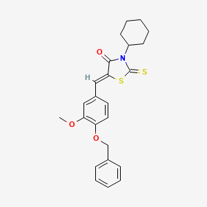 molecular formula C24H25NO3S2 B4600491 5-[4-(苄氧基)-3-甲氧基苄亚胺]-3-环己基-2-硫代-1,3-噻唑烷-4-酮 