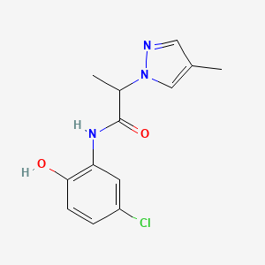 molecular formula C13H14ClN3O2 B4600499 N-(5-氯-2-羟基苯基)-2-(4-甲基-1H-吡唑-1-基)丙酰胺 