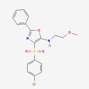 molecular formula C18H17BrN2O4S B4600505 4-[(4-bromophenyl)sulfonyl]-N-(2-methoxyethyl)-2-phenyl-1,3-oxazol-5-amine 