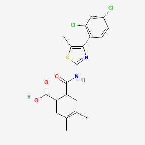 molecular formula C20H20Cl2N2O3S B4600518 6-{[4-(2,4-Dichlorophenyl)-5-methyl-1,3-thiazol-2-yl]carbamoyl}-3,4-dimethylcyclohex-3-ene-1-carboxylic acid 