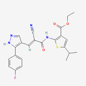 ethyl 2-({2-cyano-3-[3-(4-fluorophenyl)-1H-pyrazol-4-yl]acryloyl}amino)-5-isopropyl-3-thiophenecarboxylate