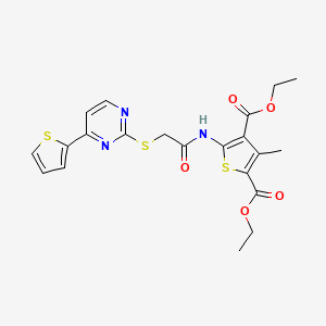 molecular formula C21H21N3O5S3 B4600587 DIETHYL 3-METHYL-5-[(2-{[4-(2-THIENYL)-2-PYRIMIDINYL]SULFANYL}ACETYL)AMINO]-2,4-THIOPHENEDICARBOXYLATE 