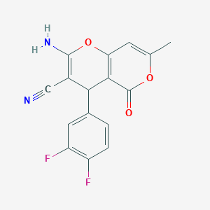 molecular formula C16H10F2N2O3 B460059 2-amino-4-(3,4-difluorophenyl)-7-methyl-5-oxo-4H,5H-pyrano[4,3-b]pyran-3-carbonitrile CAS No. 354556-12-0