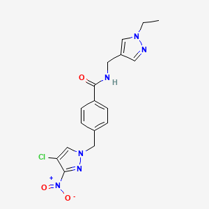 4-[(4-CHLORO-3-NITRO-1H-PYRAZOL-1-YL)METHYL]-N~1~-[(1-ETHYL-1H-PYRAZOL-4-YL)METHYL]BENZAMIDE