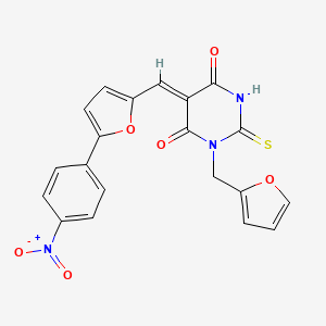 molecular formula C20H13N3O6S B4600609 (5Z)-1-(furan-2-ylmethyl)-5-[[5-(4-nitrophenyl)furan-2-yl]methylidene]-2-sulfanylidene-1,3-diazinane-4,6-dione 