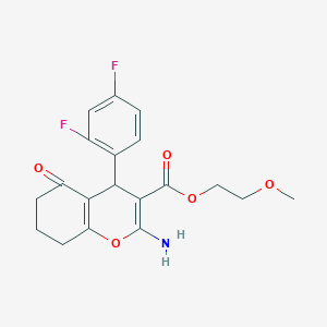 molecular formula C19H19F2NO5 B460061 2-methoxyethyl 2-amino-4-(2,4-difluorophenyl)-5-oxo-5,6,7,8-tetrahydro-4H-chromene-3-carboxylate 