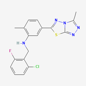 molecular formula C18H15ClFN5S B4600611 (2-氯-6-氟苄基)[2-甲基-5-(3-甲基[1,2,4]三唑并[3,4-b][1,3,4]噻二唑-6-基)苯基]胺 