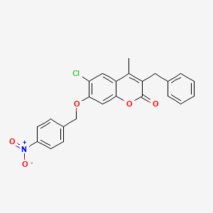 3-BENZYL-6-CHLORO-4-METHYL-7-[(4-NITROPHENYL)METHOXY]-2H-CHROMEN-2-ONE