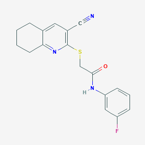molecular formula C18H16FN3OS B460075 2-[(3-cyano-5,6,7,8-tetrahydroquinolin-2-yl)sulfanyl]-N-(3-fluorophenyl)acetamide 