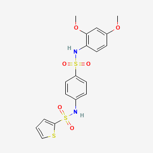 molecular formula C18H18N2O6S3 B4600774 N-(4-{[(2,4-dimethoxyphenyl)amino]sulfonyl}phenyl)-2-thiophenesulfonamide 