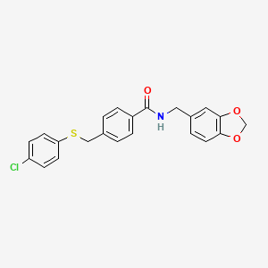 N-(1,3-benzodioxol-5-ylmethyl)-4-{[(4-chlorophenyl)thio]methyl}benzamide