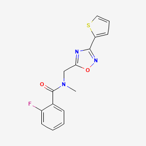 2-fluoro-N-methyl-N-[(3-thiophen-2-yl-1,2,4-oxadiazol-5-yl)methyl]benzamide