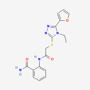 2-[(2-{[4-ETHYL-5-(2-FURYL)-4H-1,2,4-TRIAZOL-3-YL]SULFANYL}ACETYL)AMINO]BENZAMIDE