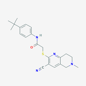 molecular formula C22H26N4OS B460087 N-(4-tert-butylphenyl)-2-[(3-cyano-6-methyl-5,6,7,8-tetrahydro[1,6]naphthyridin-2-yl)sulfanyl]acetamide 