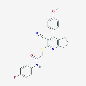 molecular formula C24H20FN3O2S B460088 2-{[3-cyano-4-(4-methoxyphenyl)-6,7-dihydro-5H-cyclopenta[b]pyridin-2-yl]sulfanyl}-N-(4-fluorophenyl)acetamide 