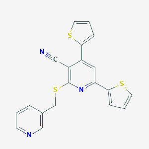 molecular formula C20H13N3S3 B460089 2-[(3-Pyridinylmethyl)sulfanyl]-4,6-di(2-thienyl)nicotinonitrile 