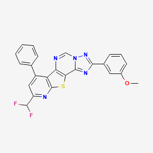 molecular formula C24H15F2N5OS B4600921 13-(difluoromethyl)-4-(3-methoxyphenyl)-11-phenyl-16-thia-3,5,6,8,14-pentazatetracyclo[7.7.0.02,6.010,15]hexadeca-1(9),2,4,7,10(15),11,13-heptaene 