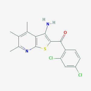 molecular formula C17H14Cl2N2OS B460096 (3-Amino-4,5,6-trimethylthieno[2,3-b]pyridin-2-yl)(2,4-dichlorophenyl)methanone CAS No. 445382-59-2