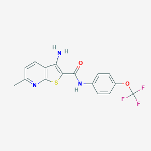 molecular formula C16H12F3N3O2S B460097 3-amino-6-methyl-N-[4-(trifluoromethoxy)phenyl]thieno[2,3-b]pyridine-2-carboxamide CAS No. 496804-73-0