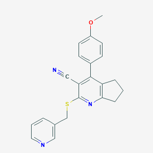 molecular formula C22H19N3OS B460098 4-(4-methoxyphenyl)-2-(pyridin-3-ylmethylsulfanyl)-6,7-dihydro-5H-cyclopenta[b]pyridine-3-carbonitrile 