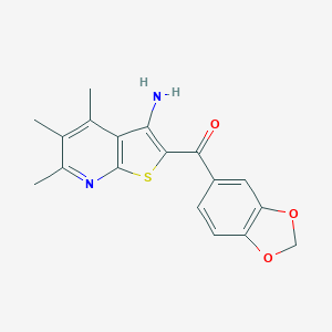 molecular formula C18H16N2O3S B460099 (3-Amino-4,5,6-trimethylthieno[2,3-b]pyridin-2-yl)(1,3-benzodioxol-5-yl)methanone CAS No. 488746-19-6