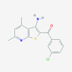 molecular formula C16H13ClN2OS B460100 (3-Amino-4,6-dimethylthieno[2,3-b]pyridin-2-yl)(3-chlorophenyl)methanone CAS No. 401582-47-6