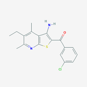 molecular formula C18H17ClN2OS B460101 (3-Amino-5-ethyl-4,6-dimethylthieno[2,3-b]pyridin-2-yl)(3-chlorophenyl)methanone CAS No. 445382-63-8