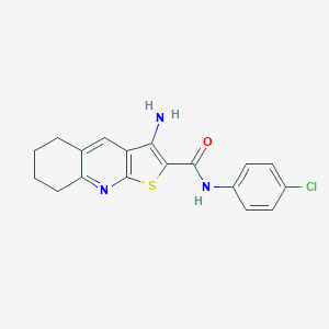 molecular formula C18H16ClN3OS B460103 3-amino-N-(4-chlorophenyl)-5,6,7,8-tetrahydrothieno[2,3-b]quinoline-2-carboxamide 