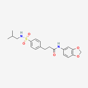 molecular formula C20H24N2O5S B4601050 N-1,3-benzodioxol-5-yl-3-{4-[(isobutylamino)sulfonyl]phenyl}propanamide 