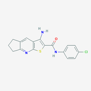 molecular formula C17H14ClN3OS B460112 3-amino-N-(4-chlorophenyl)-6,7-dihydro-5H-cyclopenta[b]thieno[3,2-e]pyridine-2-carboxamide CAS No. 428444-64-8