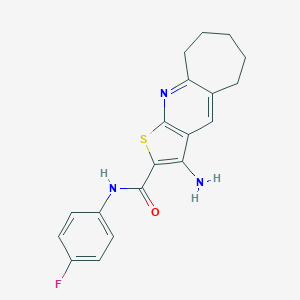 molecular formula C19H18FN3OS B460113 3-amino-N-(4-fluorophenyl)-6,7,8,9-tetrahydro-5H-cyclohepta[b]thieno[3,2-e]pyridine-2-carboxamide CAS No. 420835-61-6