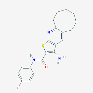 molecular formula C20H20FN3OS B460116 3-氨基-N-(4-氟苯基)-5,6,7,8,9,10-六氢环辛[b]噻吩并[3,2-e]吡啶-2-甲酰胺 CAS No. 445382-73-0