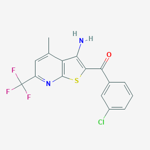 molecular formula C16H10ClF3N2OS B460118 [3-Amino-4-methyl-6-(trifluoromethyl)thieno[2,3-b]pyridin-2-yl](3-chlorophenyl)methanone 
