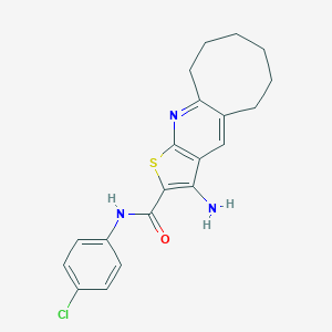 molecular formula C20H20ClN3OS B460121 3-amino-N-(4-chlorophenyl)-5,6,7,8,9,10-hexahydrocycloocta[b]thieno[3,2-e]pyridine-2-carboxamide CAS No. 387831-21-2