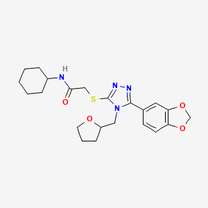 molecular formula C22H28N4O4S B4601214 2-{[5-(1,3-BENZODIOXOL-5-YL)-4-(TETRAHYDRO-2-FURANYLMETHYL)-4H-1,2,4-TRIAZOL-3-YL]SULFANYL}-N-CYCLOHEXYLACETAMIDE 