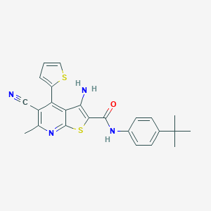 molecular formula C24H22N4OS2 B460122 3-amino-N-(4-tert-butylphenyl)-5-cyano-6-methyl-4-(2-thienyl)thieno[2,3-b]pyridine-2-carboxamide 