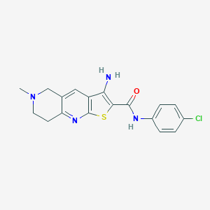 molecular formula C18H17ClN4OS B460123 3-amino-N-(4-chlorophenyl)-6-methyl-5,6,7,8-tetrahydrothieno[2,3-b][1,6]naphthyridine-2-carboxamide CAS No. 371222-56-9