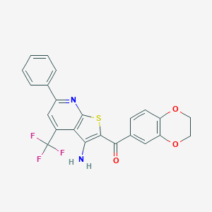 molecular formula C23H15F3N2O3S B460124 [3-Amino-6-phenyl-4-(trifluoromethyl)thieno[2,3-b]pyridin-2-yl]-(2,3-dihydro-1,4-benzodioxin-6-yl)methanone CAS No. 445382-83-2