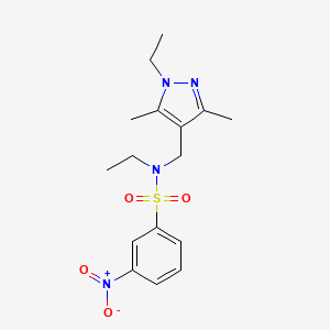 molecular formula C16H22N4O4S B4601243 N-ETHYL-N-[(1-ETHYL-3,5-DIMETHYL-1H-PYRAZOL-4-YL)METHYL]-3-NITRO-1-BENZENESULFONAMIDE 